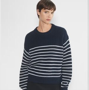 ARITZIA - Navy and White Striped Crewneck Sweater Size M